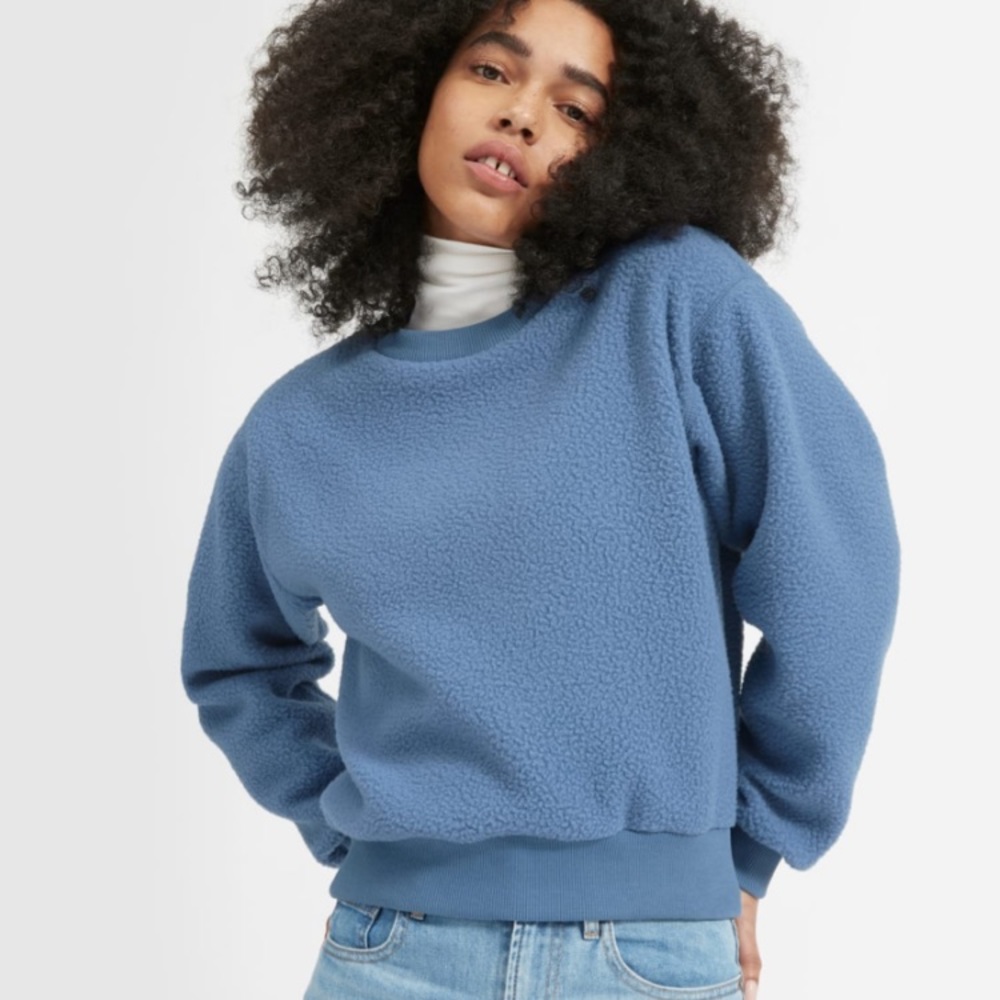 Everlane ReNew Fleece Oversized Sweatshirt Blue XS